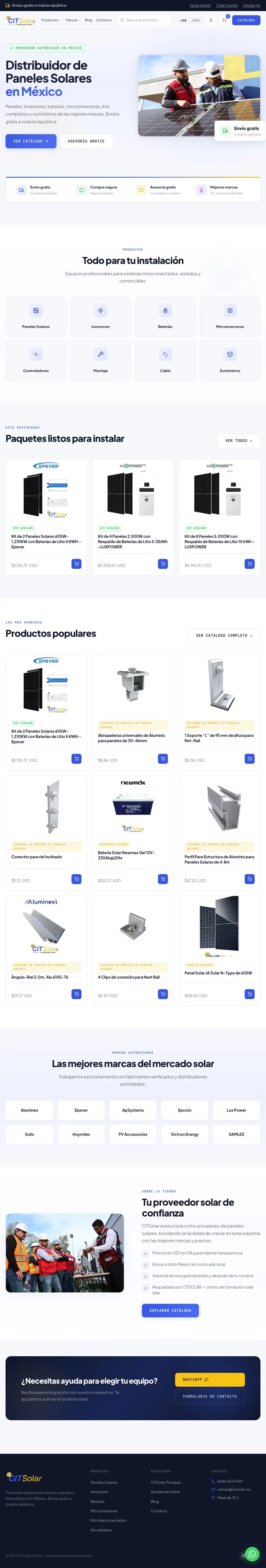 Página completa de tienda.citsolar.mx